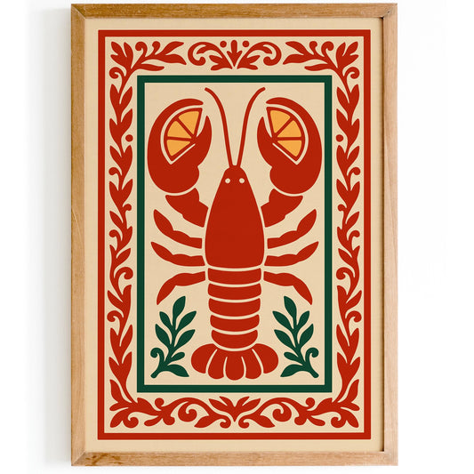 Lobster Rococo Poster - Red Kitchen Decor