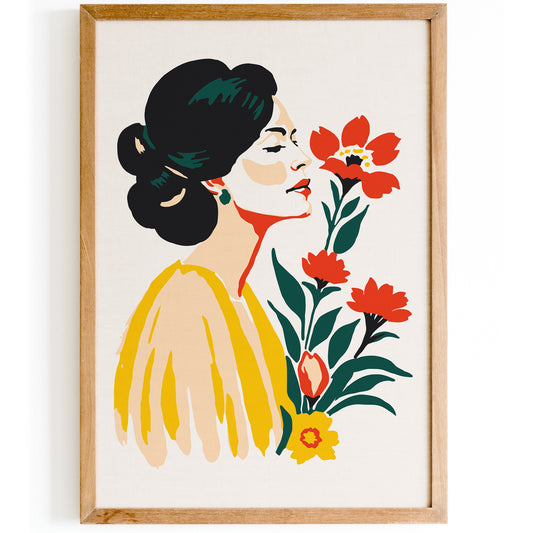 Woman with Flowers Wall Art