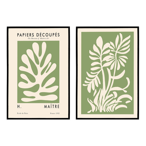 Set of 2 Green Botanical French Poster