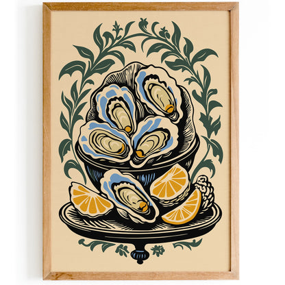 Victorian Oysters Plate Poster Kitchen Wall Decor
