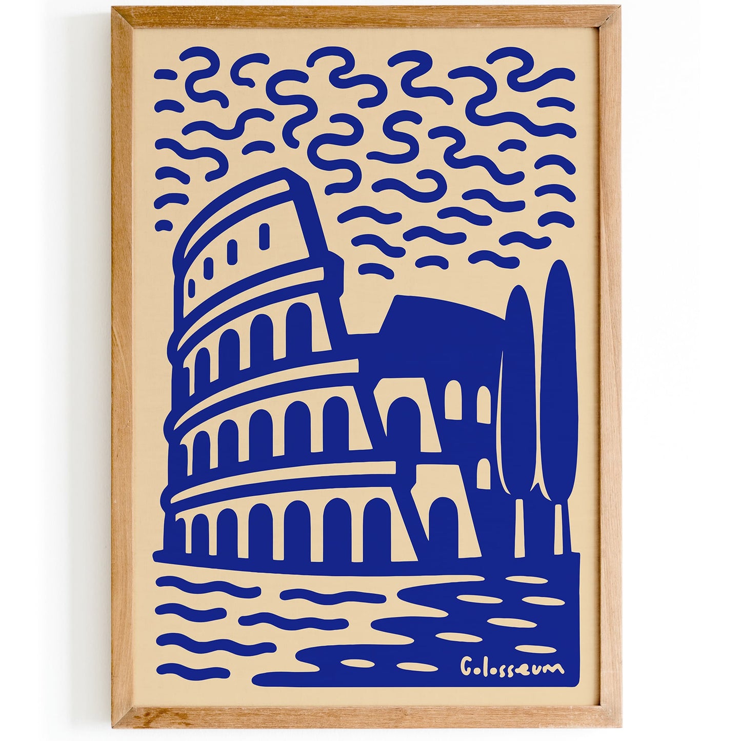 Colosseum Rome Blue Travel Poster