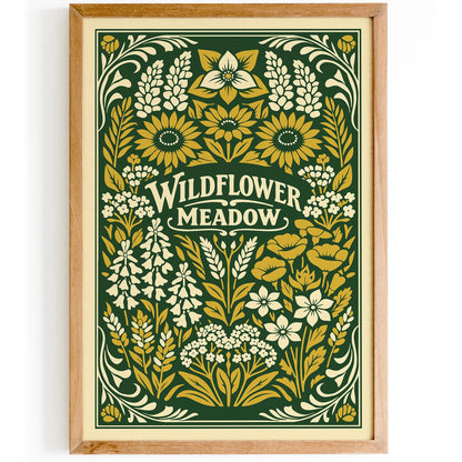 Vintage Wildflower Meadow Botanical Art Poster