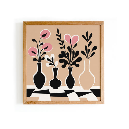 Beige Modern Flowers Art Print