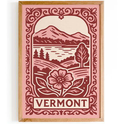 Vermont Pink Travel Poster 2026