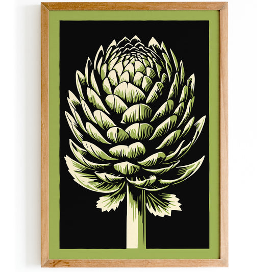 Retro Artichoke Art Print - Vintage Style