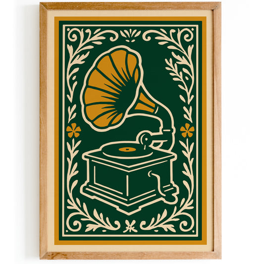 Vintage Gramophone Wall Art Print