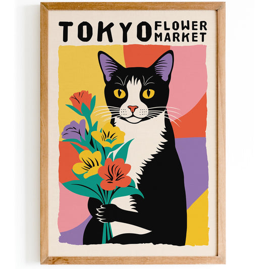 Tokyo Flower Market Cat Print