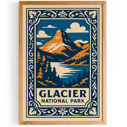 Glacier National Park Poster - Blue Landscape Art Print