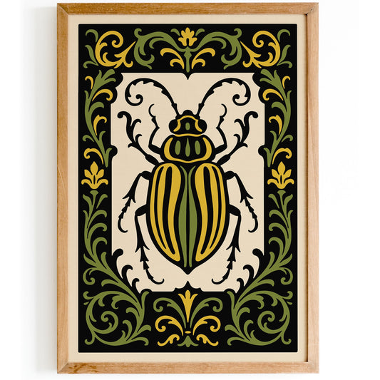 Rococo Insect Wall Art Print – Vintage Floral Bug Wall Decor