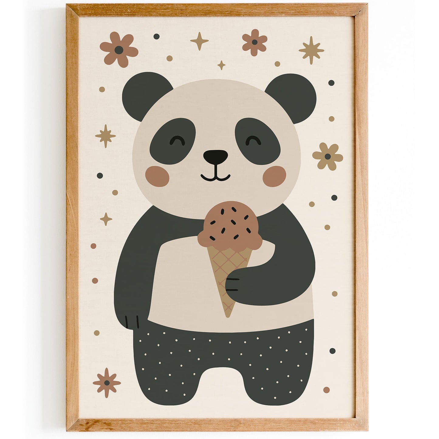 Cute Panda Ice Cream Poster - Adorable Animal Wall Art