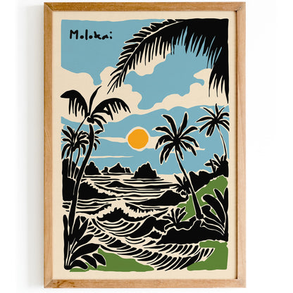 Molokai Hawaii Travel Tropical Poster