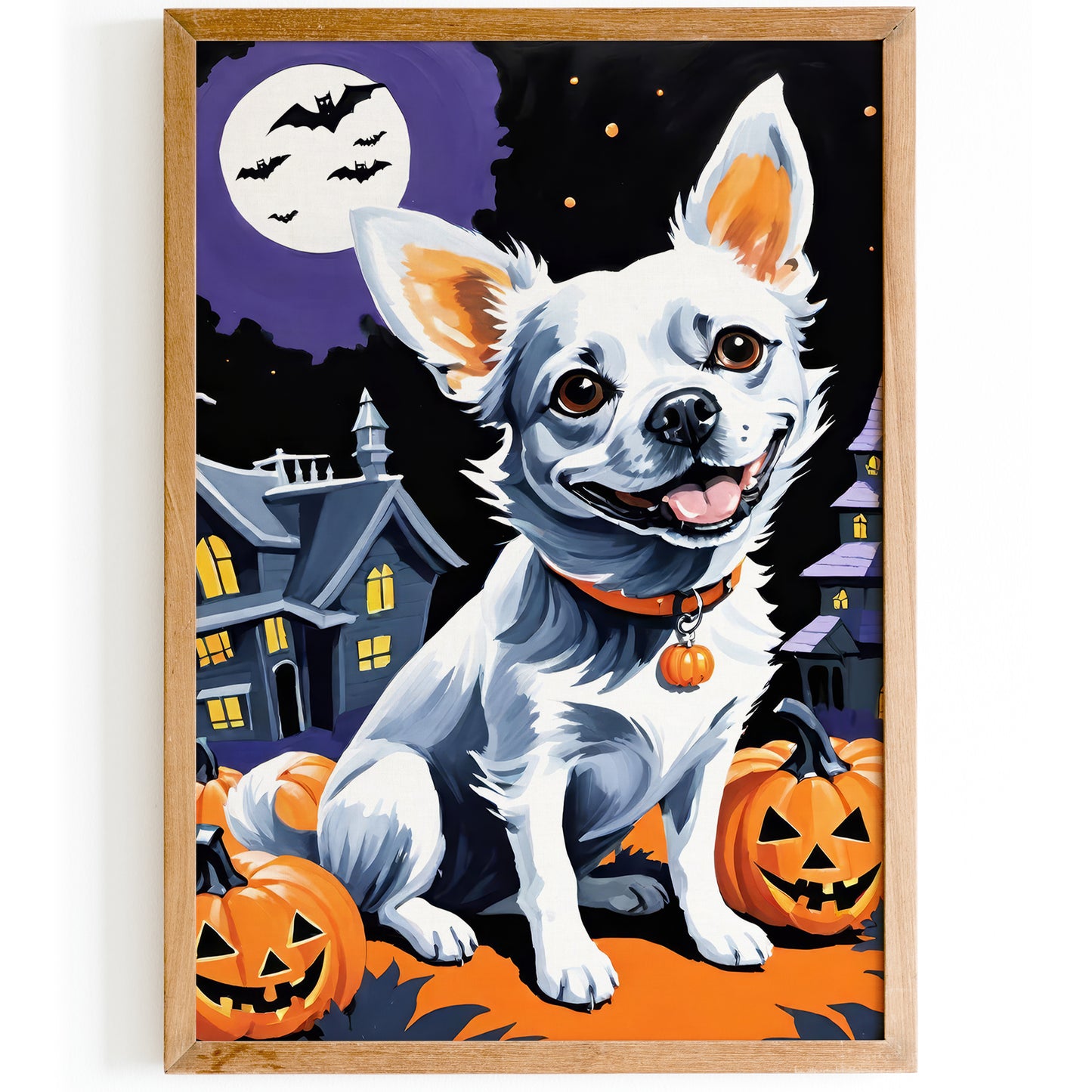 Cute Dog Halloween Art Print 2024