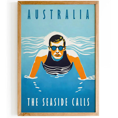 Australia Swimming Retro Poster