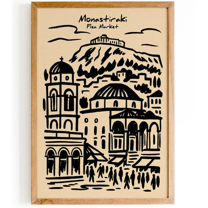 Monastiraki Market Poster - Athens Greece Travel Wall Art