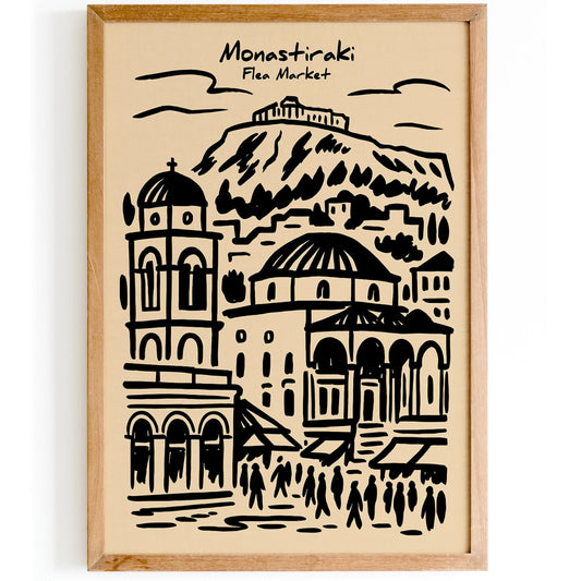 Monastiraki Market Poster - Athens Greece Travel Wall Art
