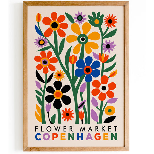 Flower Market Copenhagen - Vintage Floral Wall Art Print