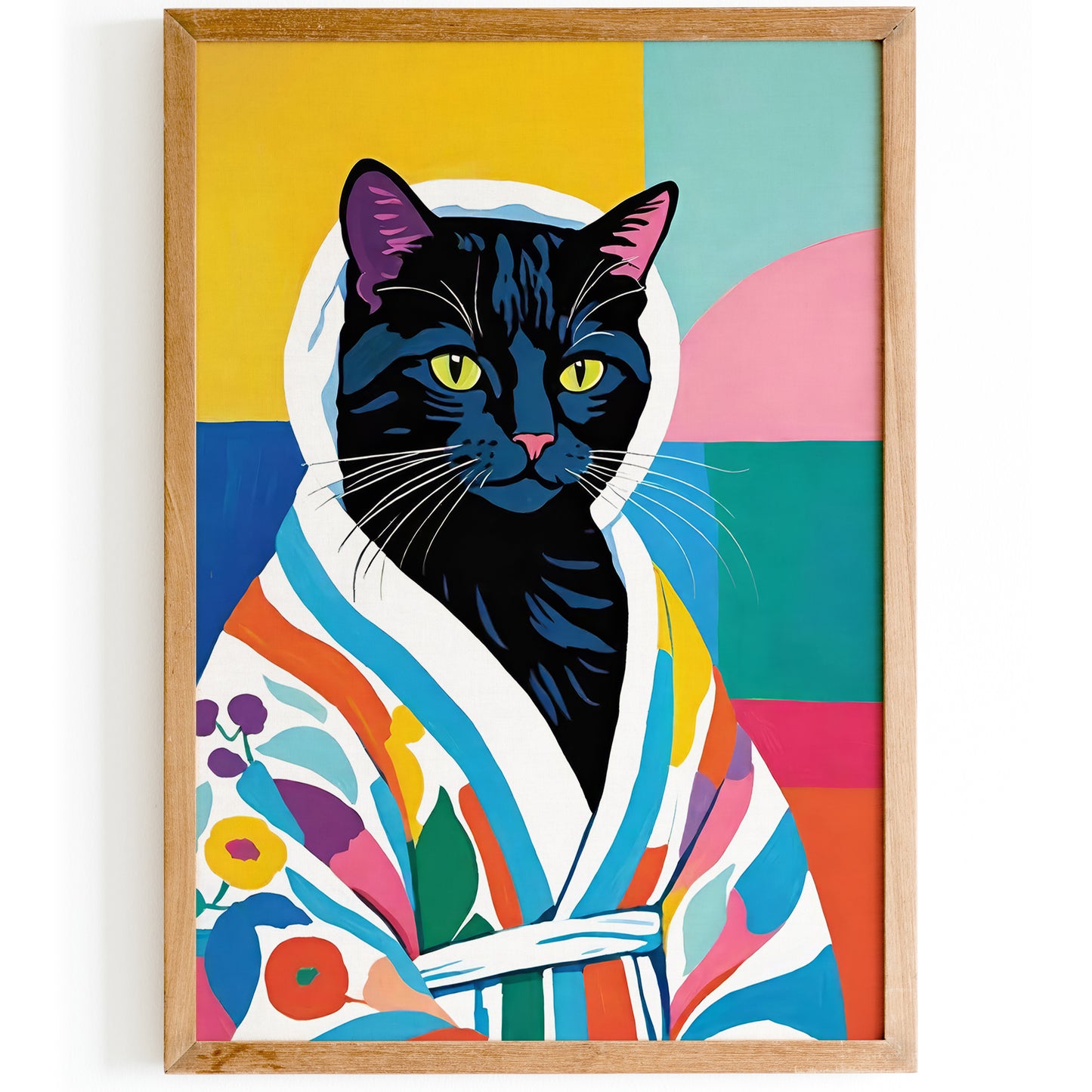 Cat in Bathrobe Bathroom Wall Art