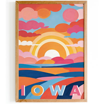 Iowa Colorful Landscape Art Print - Vibrant Wall Decor