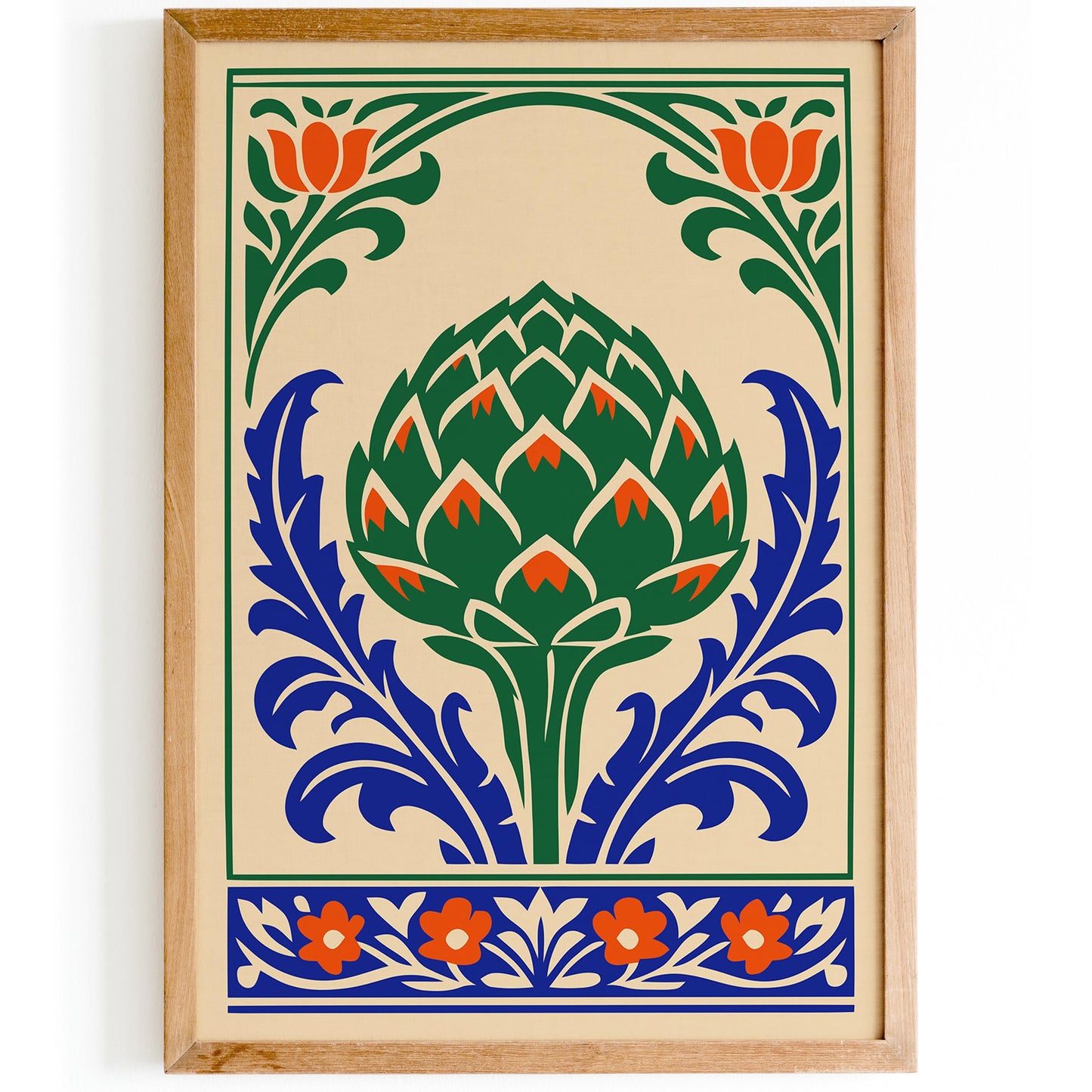Folk Illustration of Artichoke Poster Print
