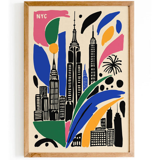 NYC Cityscape Poster, Travel Art Print
