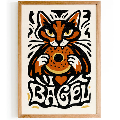 Bagel Cat Poster Print