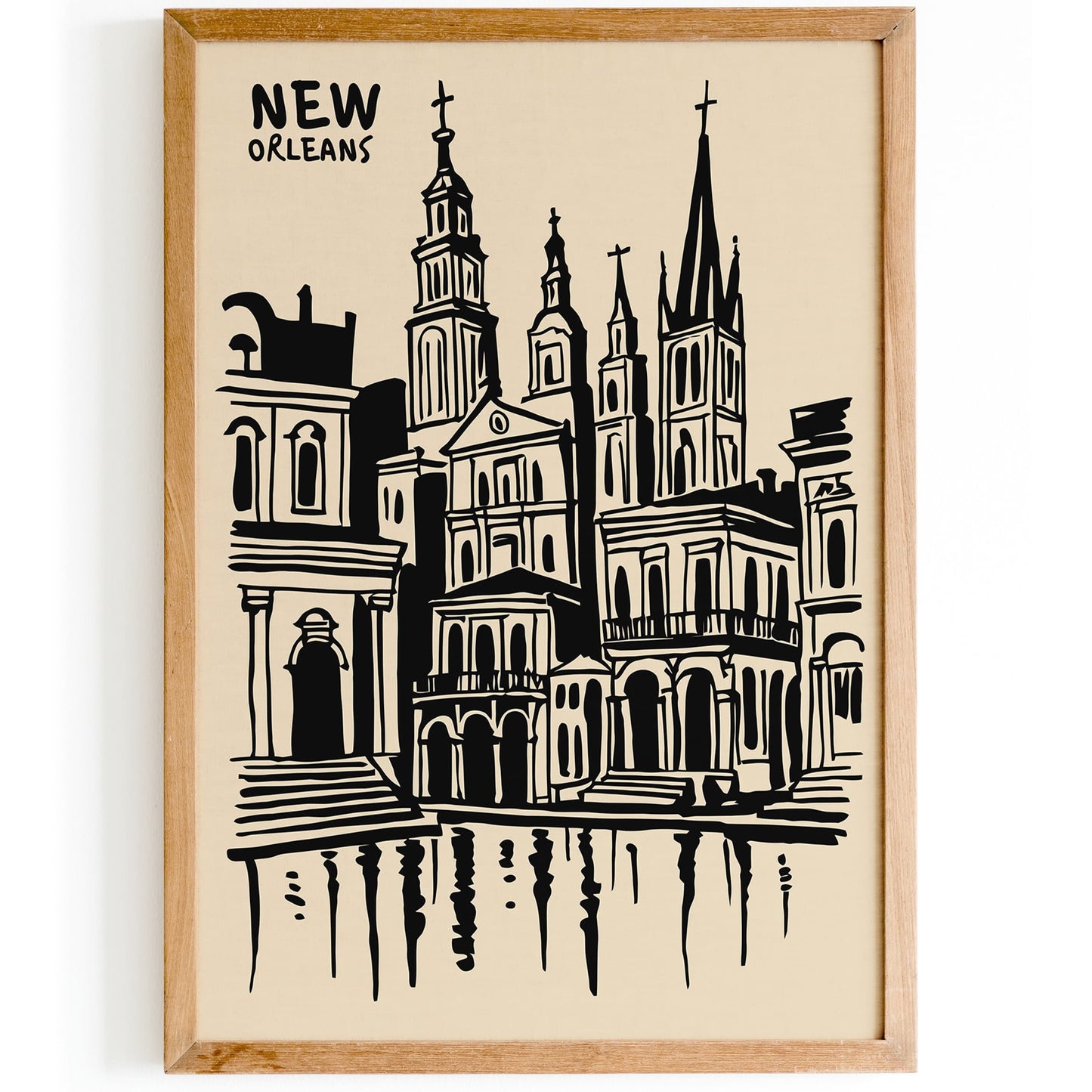 Black Ink New Orleans Architecture Art Print