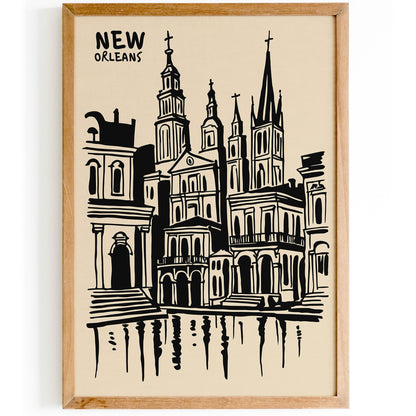 Black Ink New Orleans Architecture Art Print