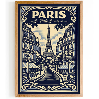Paris La Ville Lumière Vintage Travel Poster