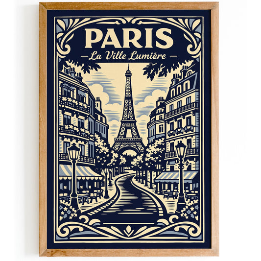 Paris La Ville Lumière Vintage Travel Poster