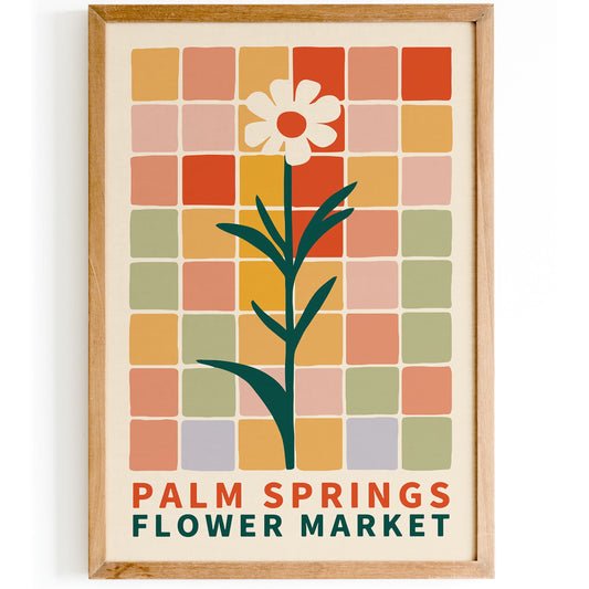 Palm Springs Flower Market Poster - Mid Century Wall Art
