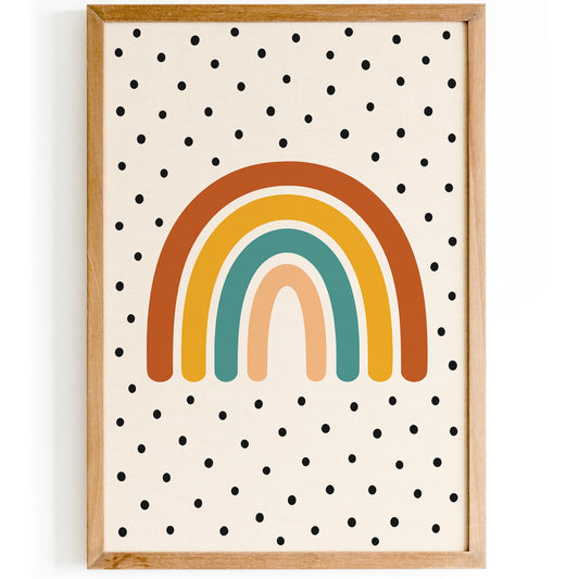 Retro Rainbow - Mid Century Modern Abstract Scandi Wall Art Print