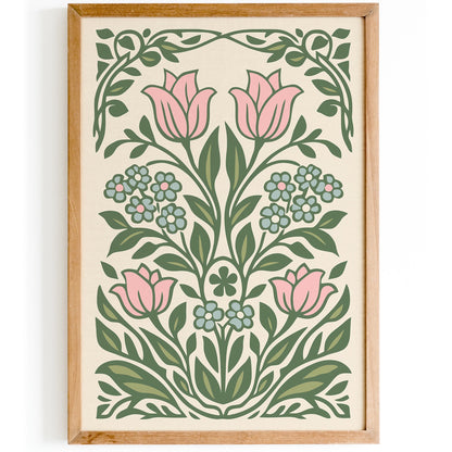 Pastel Artistic Flowers Wall Art Print – Floral Botanical Poster