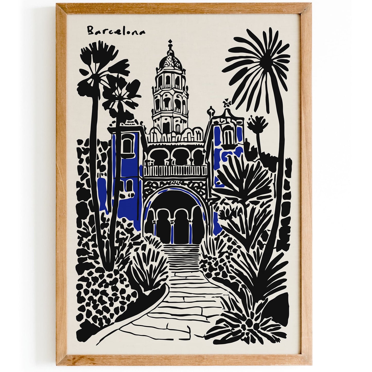 Barcelona Poster - Black Ink Spain Travel Wall Art