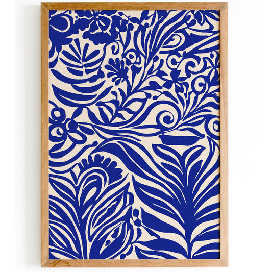 Indigo Blue Floral Art Print