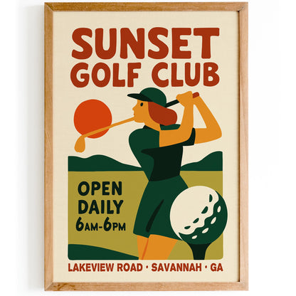 Sunset Golf Poster