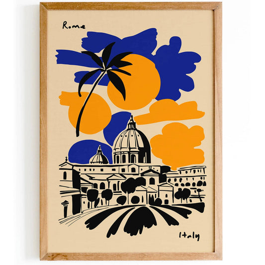 Rome Italy Travel Retro Poster