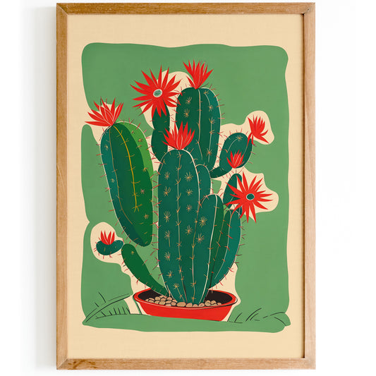 Retro Mid-Century Cactus Art Print