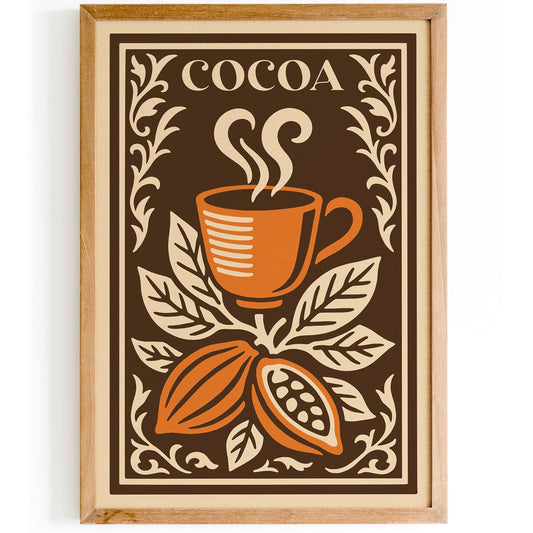 Cocoa Hot Drink Poster - Cozy Autumn Kitchen Wall Art Decor