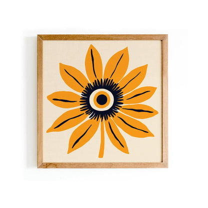 Yellow Abstract Eye Flower Square Print
