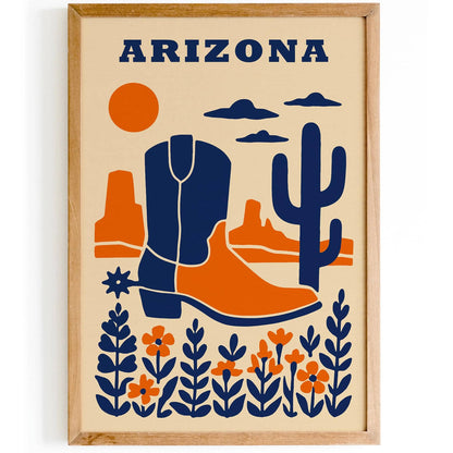 Arizona Texas Blue Orange Art Print