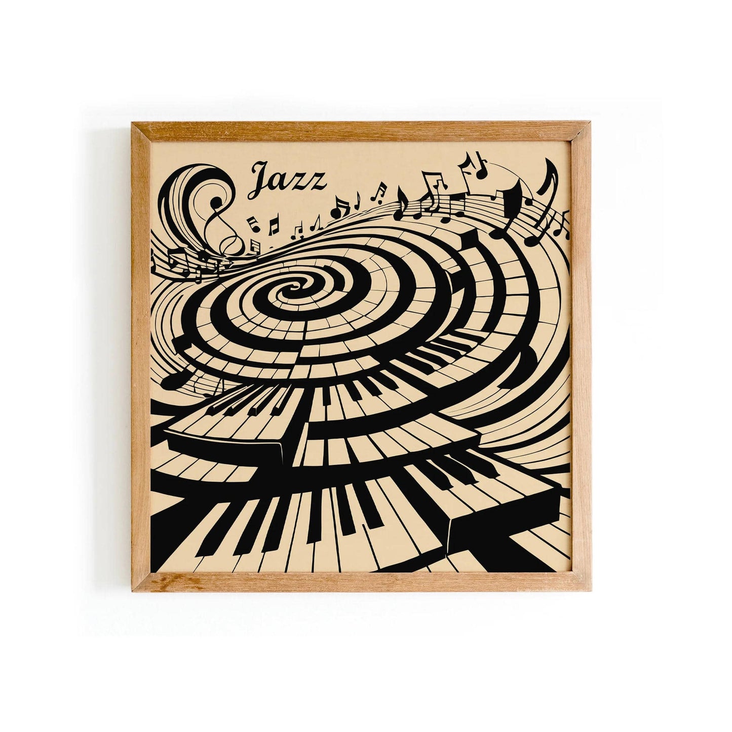 Abstract Piano Wall Art – Jazz Swirl Square Print