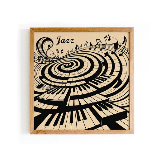 Abstract Piano Wall Art – Jazz Swirl Square Print