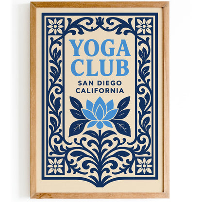 Blue Yoga Club San Diego California Poster