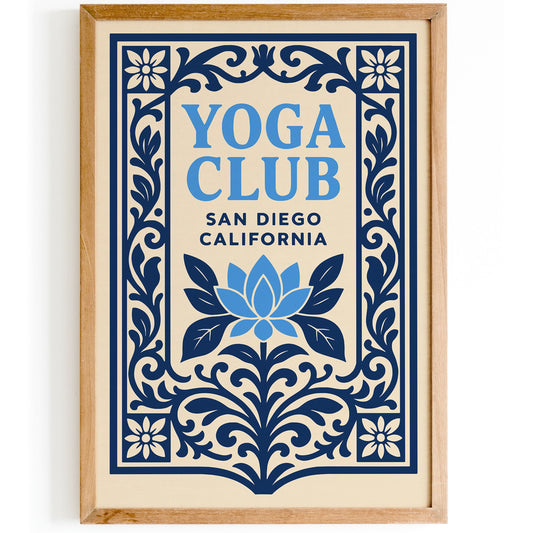 Blue Yoga Club San Diego California Poster