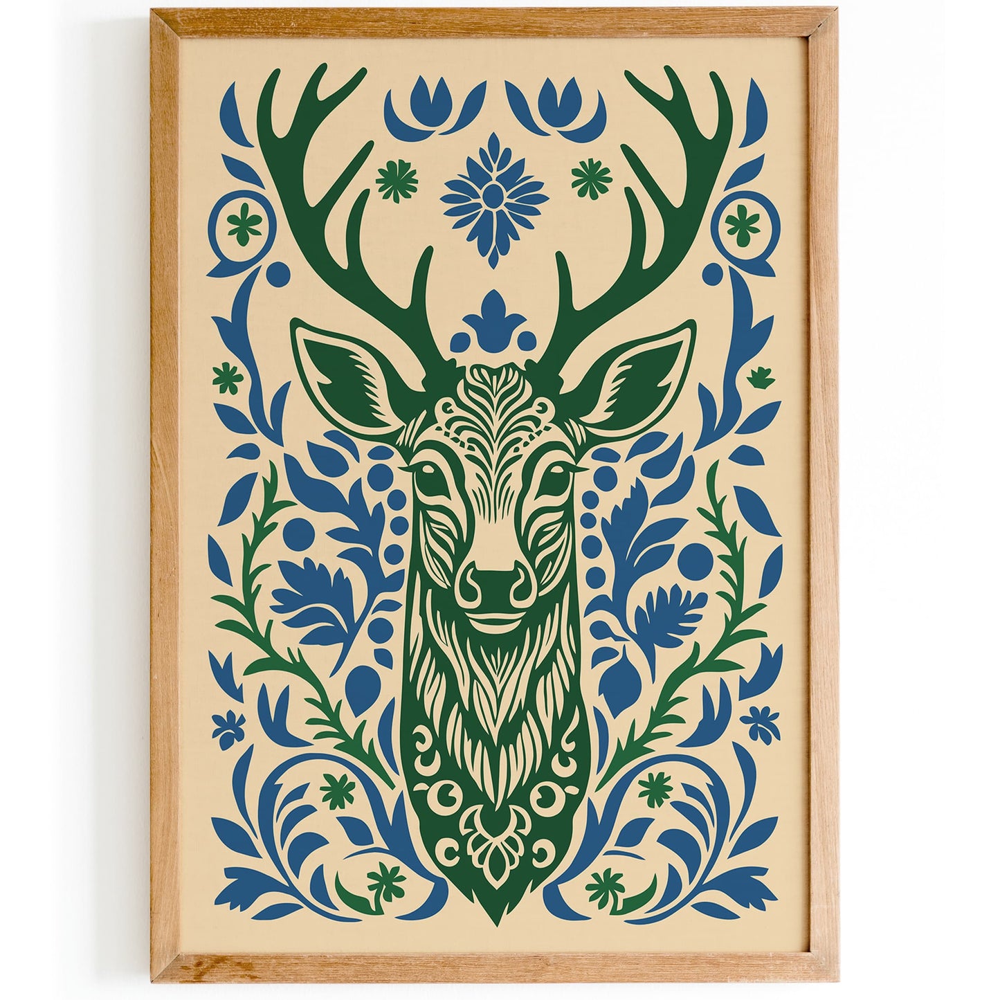 Deer Portrait Farmhouse Wall Art Print