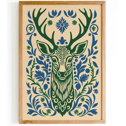 Deer Portrait Farmhouse Wall Art Print