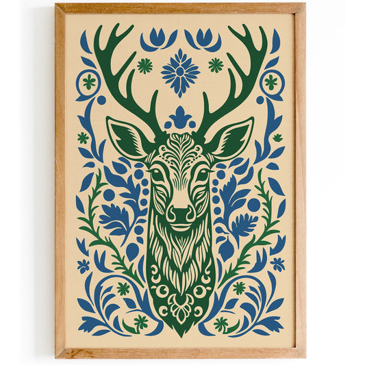 Deer Portrait Farmhouse Wall Art Print