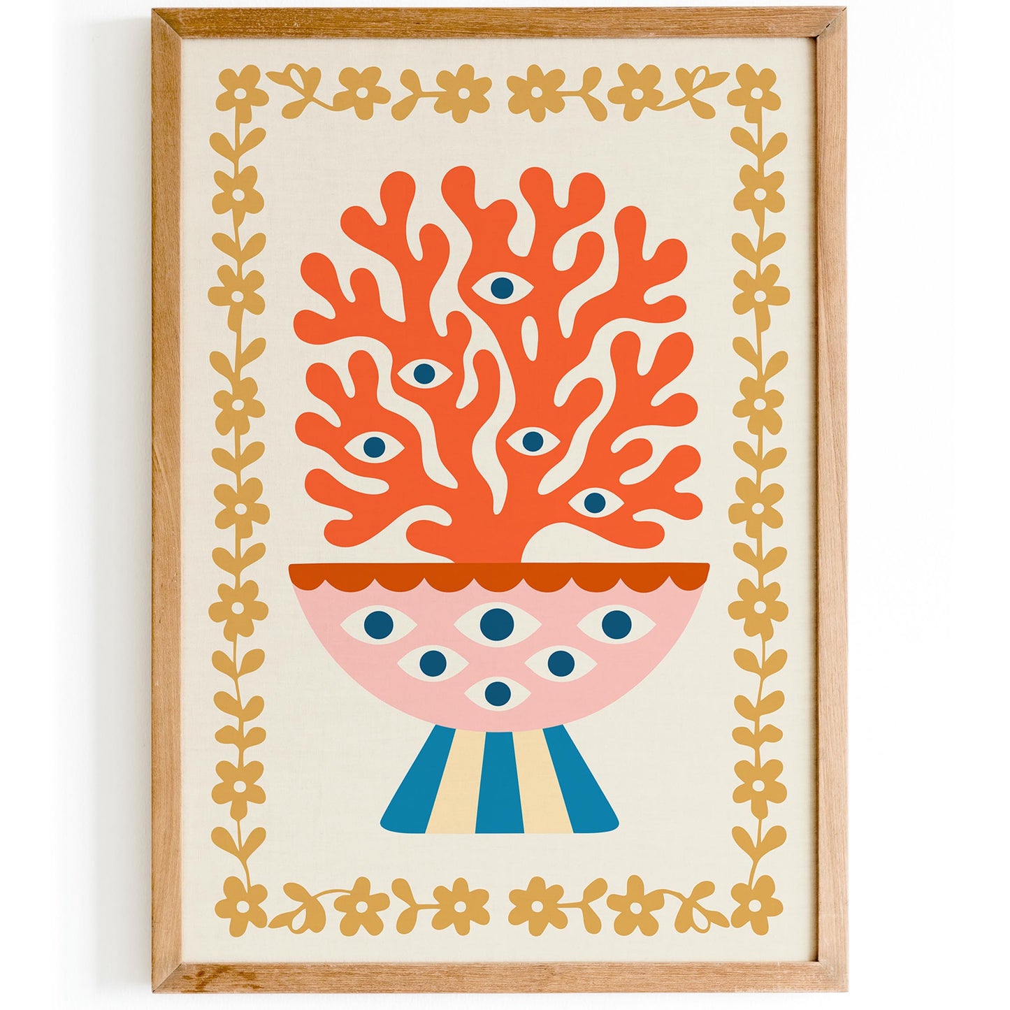 Abstract Floral Vase with Eyes Poster