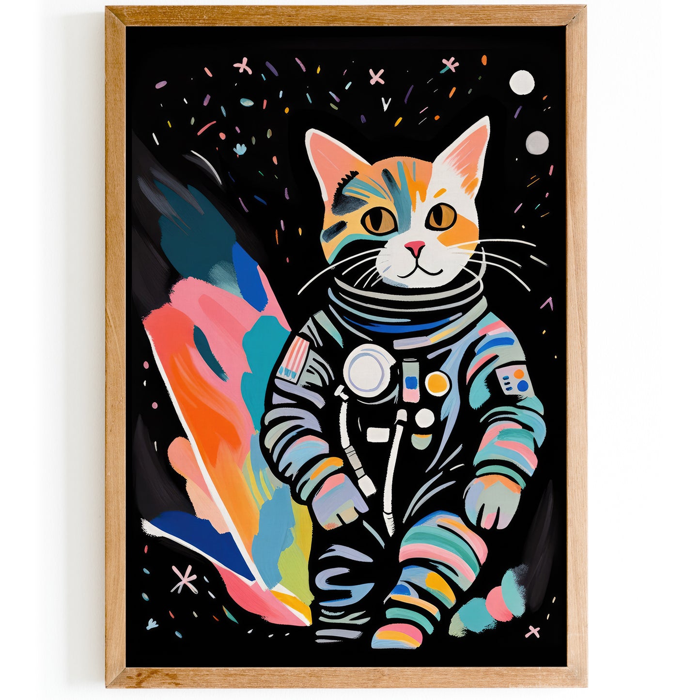 Colorful Cat Explorer Kids Room Poster