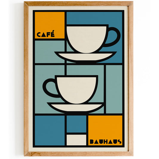 Bauhaus Cafe Modern Two Cups of Coffee Poster